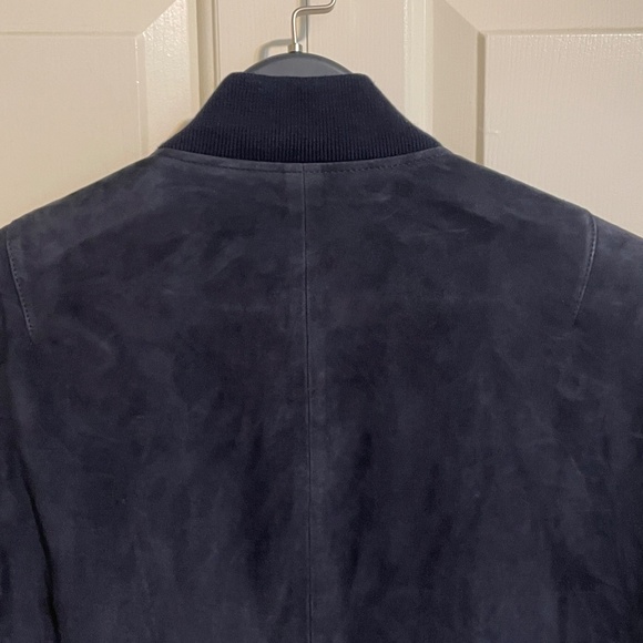 $1200 Polo Ralph Lauren Navy Blue Suede Aviator Bomber Jacket - Medium - Picture 13 of 16